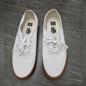 Vans Authentic Vintage White / Gum Sole. Low top Skate vans, Size 12 WIDE CUSTOM